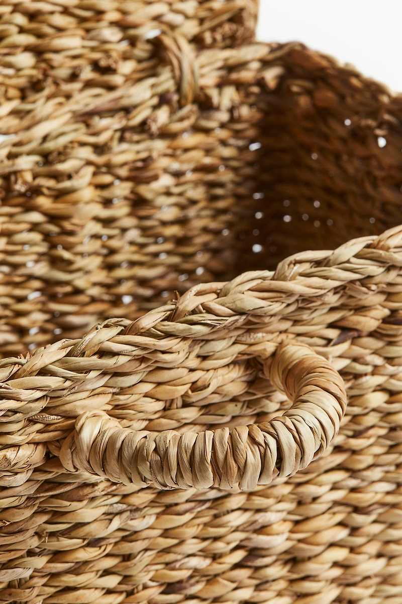 Panier de rangement en jonc de mer avec couvercle