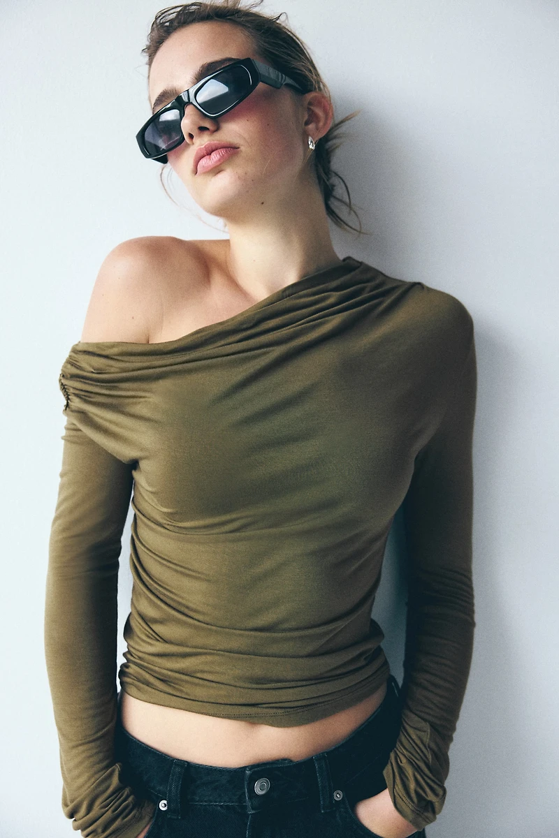 Draped One-Shoulder Top