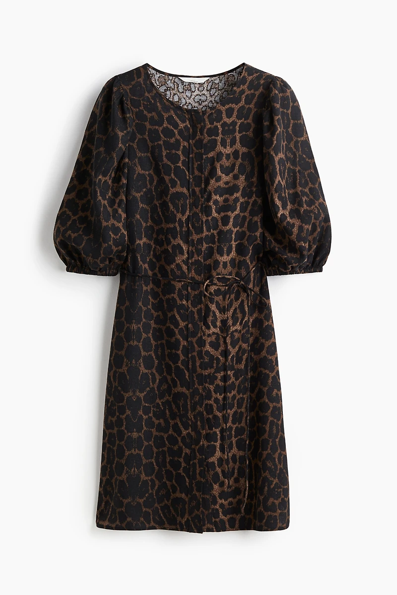 Linen-blend dress