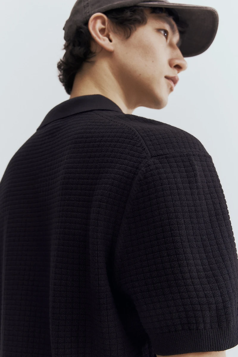 Regular Fit Textured-Knit Polo Shirt