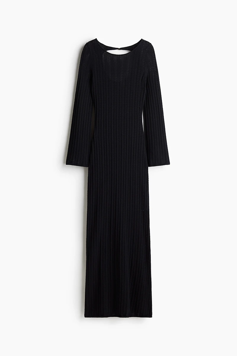 Open-Back Pointelle-Knit Dress