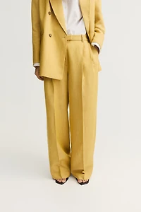 Linen-Blend Dress Pants