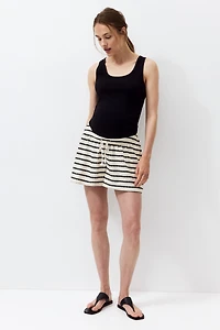 MAMA Pointelle-Knit Drawstring Shorts