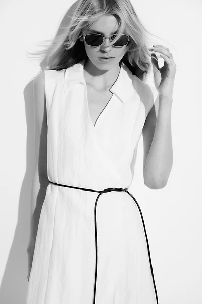 Wrap Dress with Tie Belt