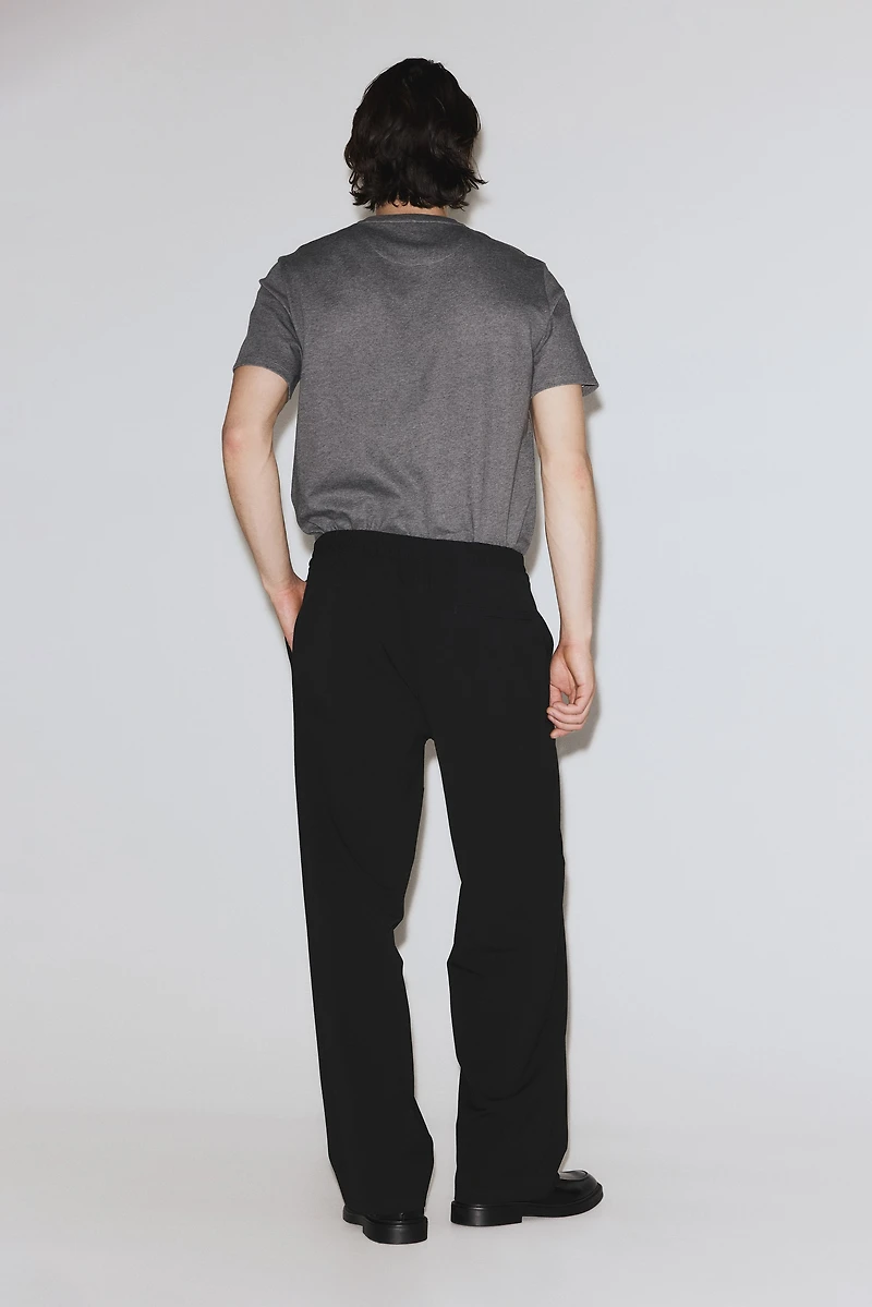 Four-Way Stretch Wide-Cut Pull-On Pants