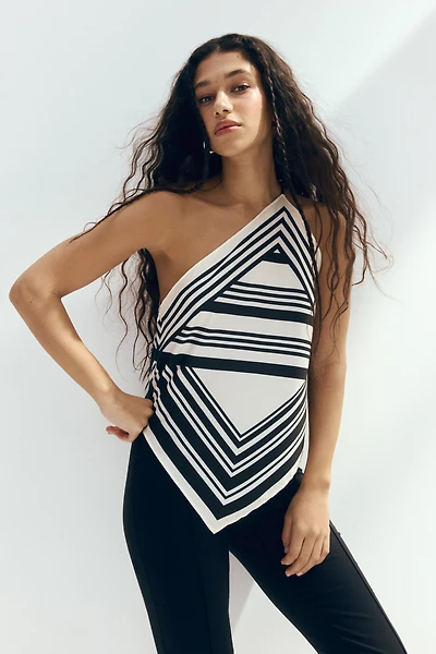 Scarf-Look One-Shoulder Top