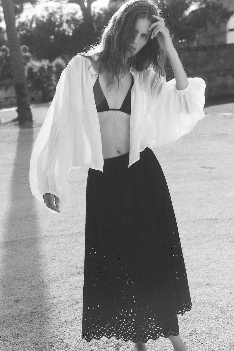 Skirt with Eyelet Embroidery
