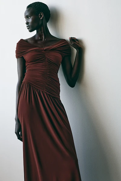 Draped Off-the-Shoulder Jersey Dress