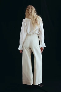 Wide-Leg Twill Pants