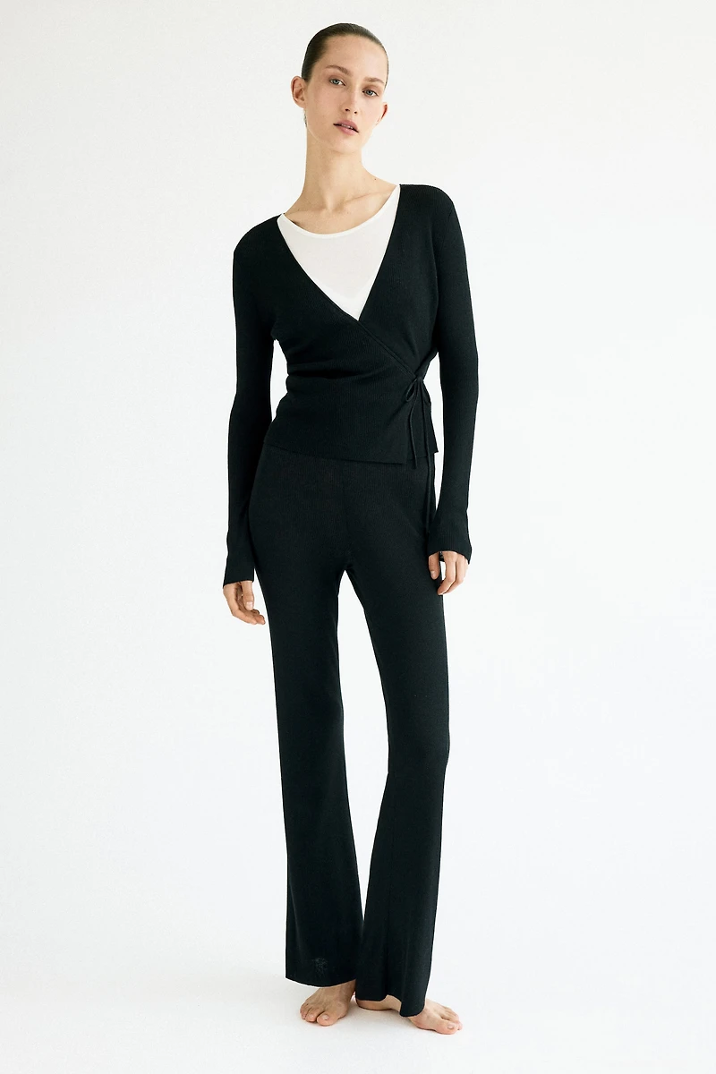 Rib-Knit Wrap Cardigan