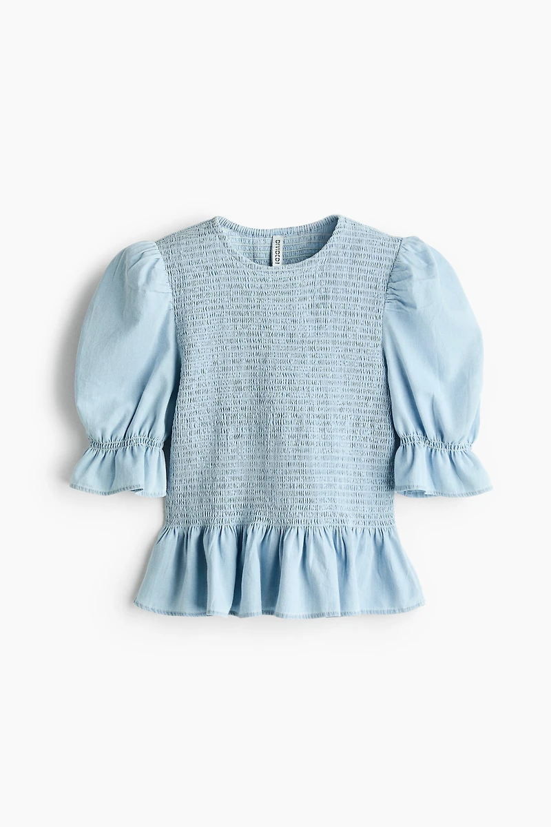 Blouse à nid d'abeille en denim