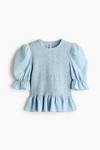 Blouse à nid d'abeille en denim