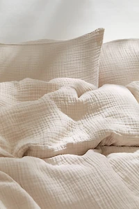 Ens. housse de couette grand lit double mousseline