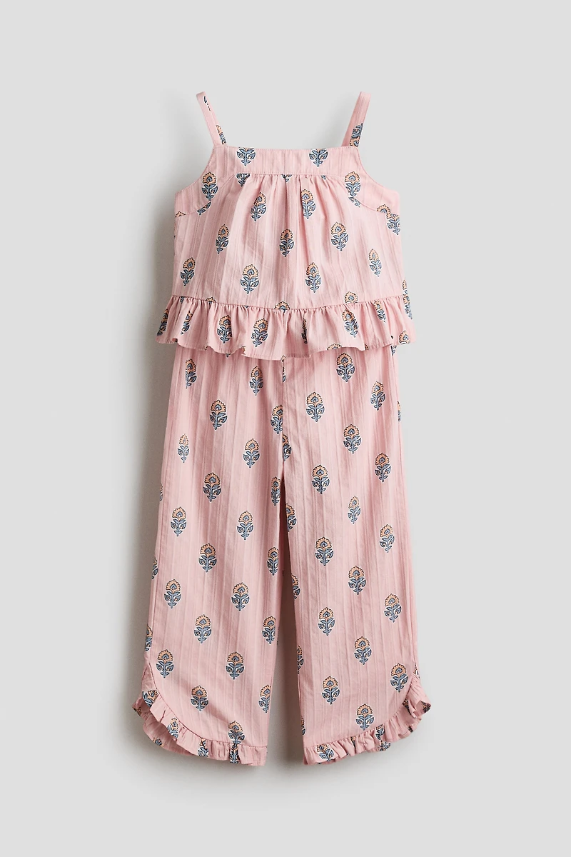 2-Piece Ruffle-Trimmed Cotton Set