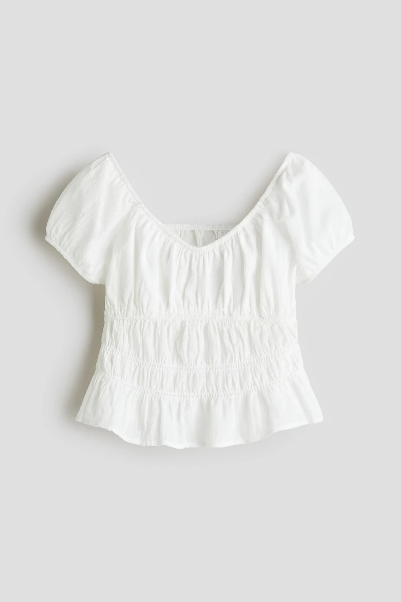 Blouse smockée en coton