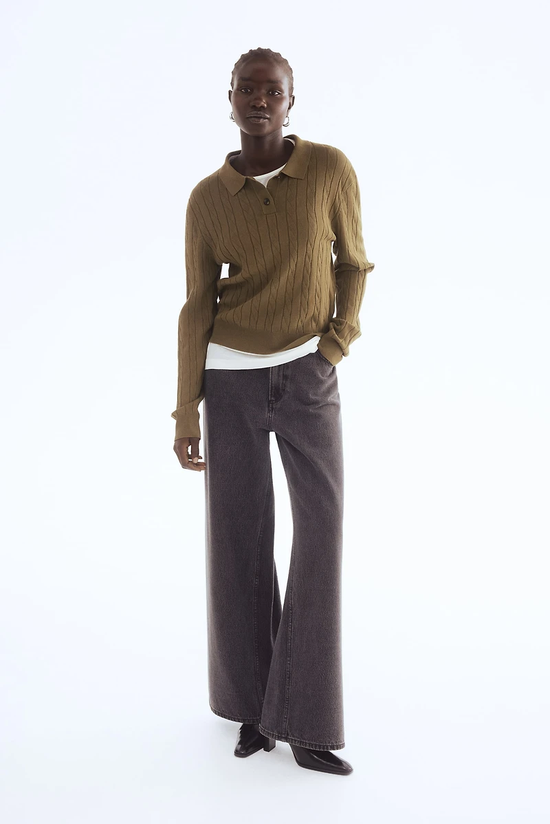 Cable-Knit Polo Shirt