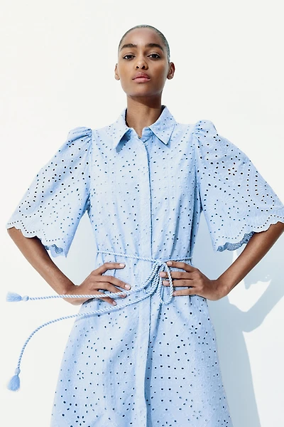 Eyelet Embroidered Shirt Dress