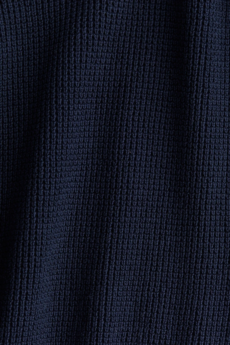 Waffle-knit Henley Sweater