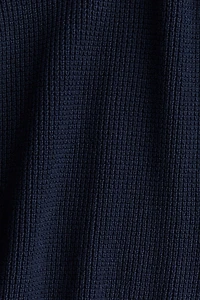 Waffle-knit Henley Sweater