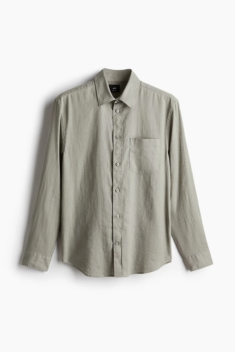 Regular-Fit Linen-Blend Shirt