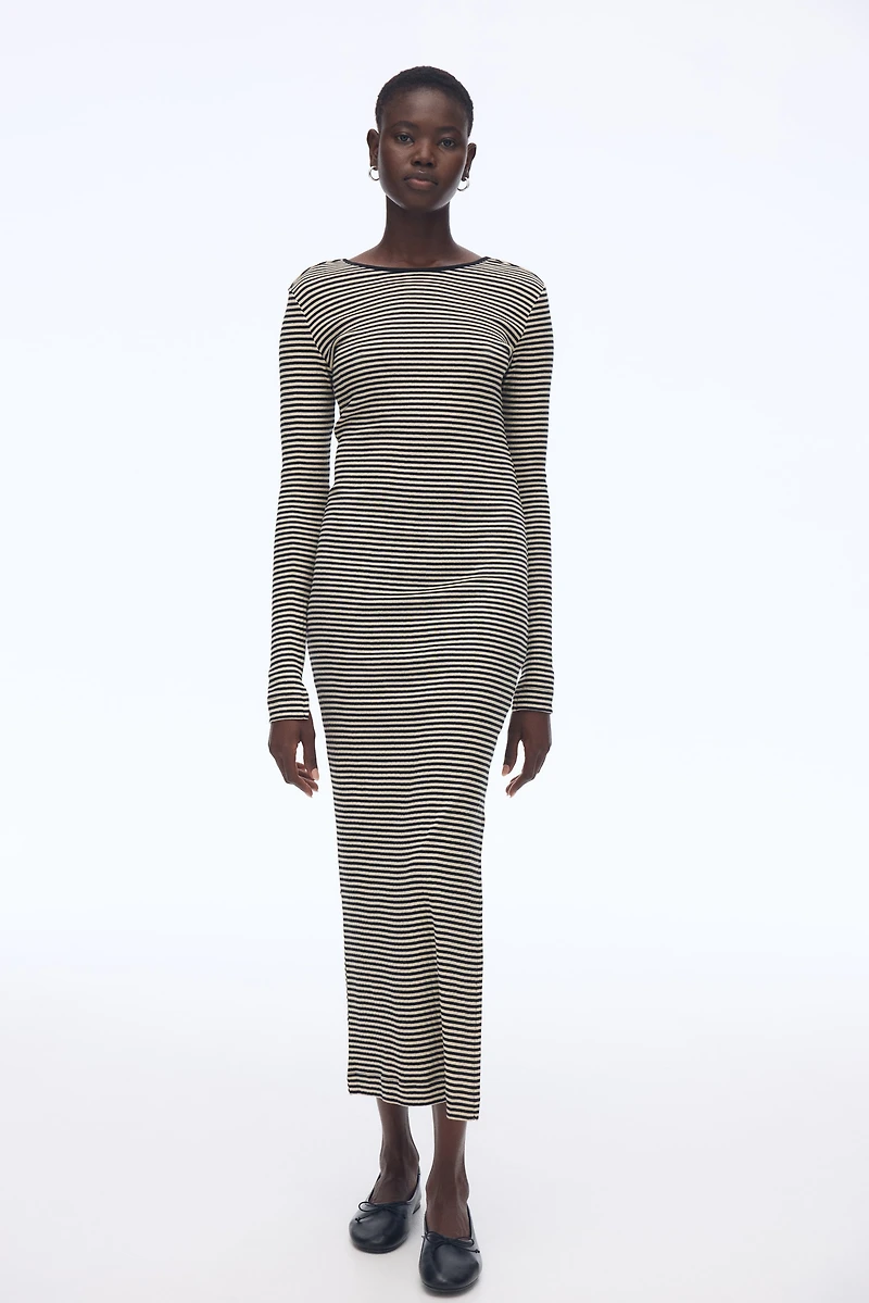 Ribbed Scoop-Back Dress