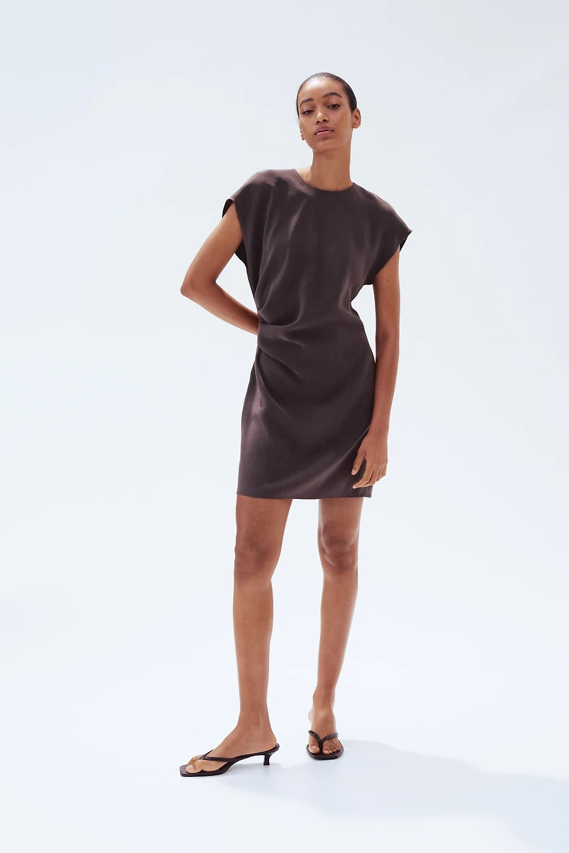 Pleated-Detail Mini Dress