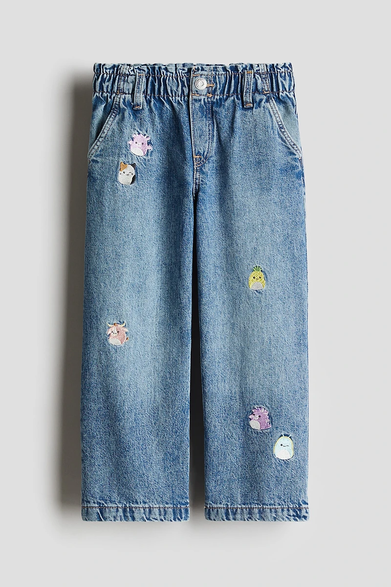 Motif-Detail Wide Leg Jeans