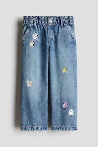 Motif-Detail Wide Leg Jeans