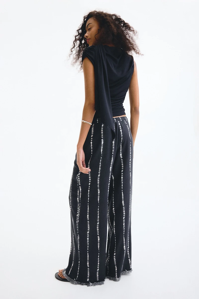 Linen-Blend Drawstring Pants