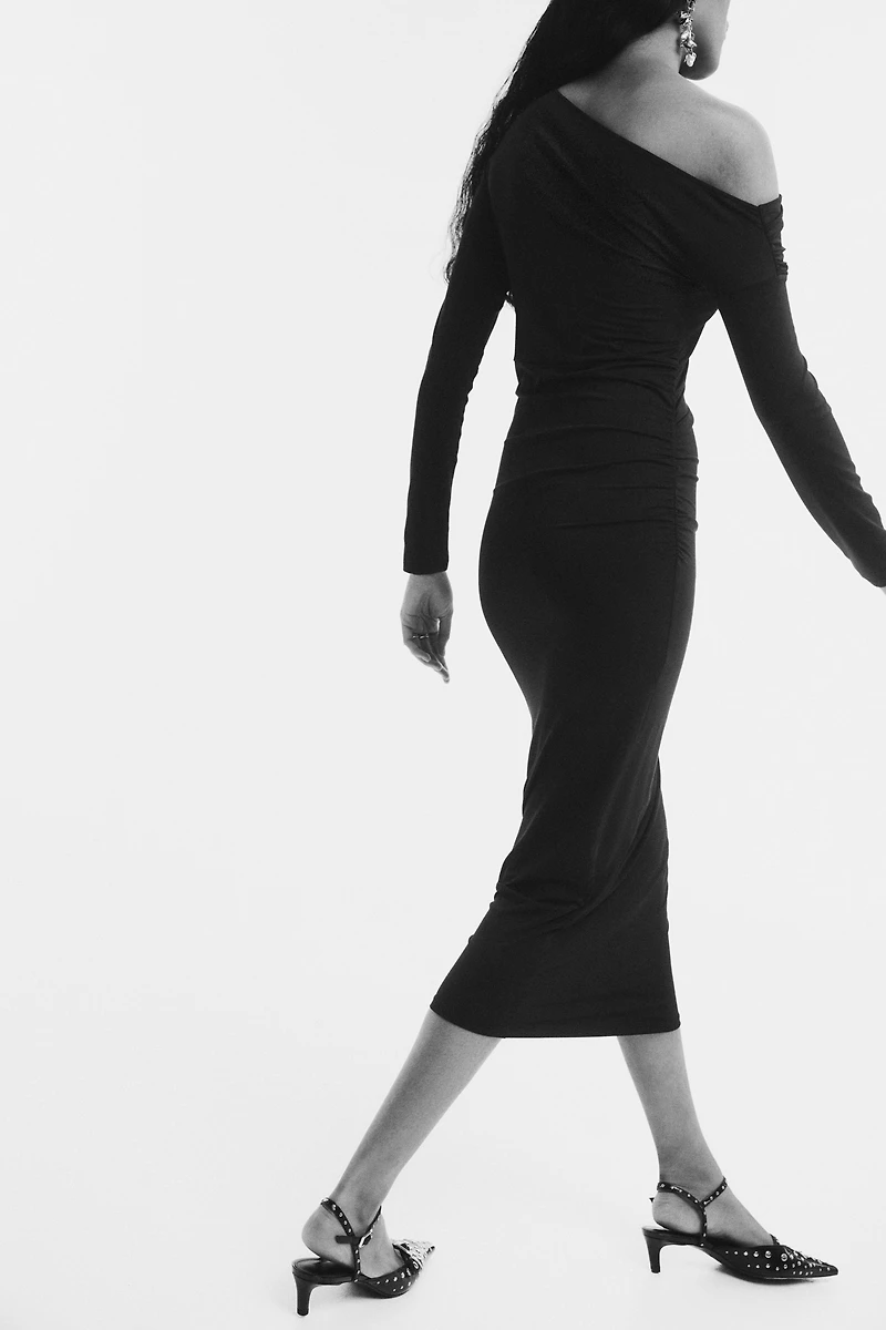 Draped one-shoulder dress