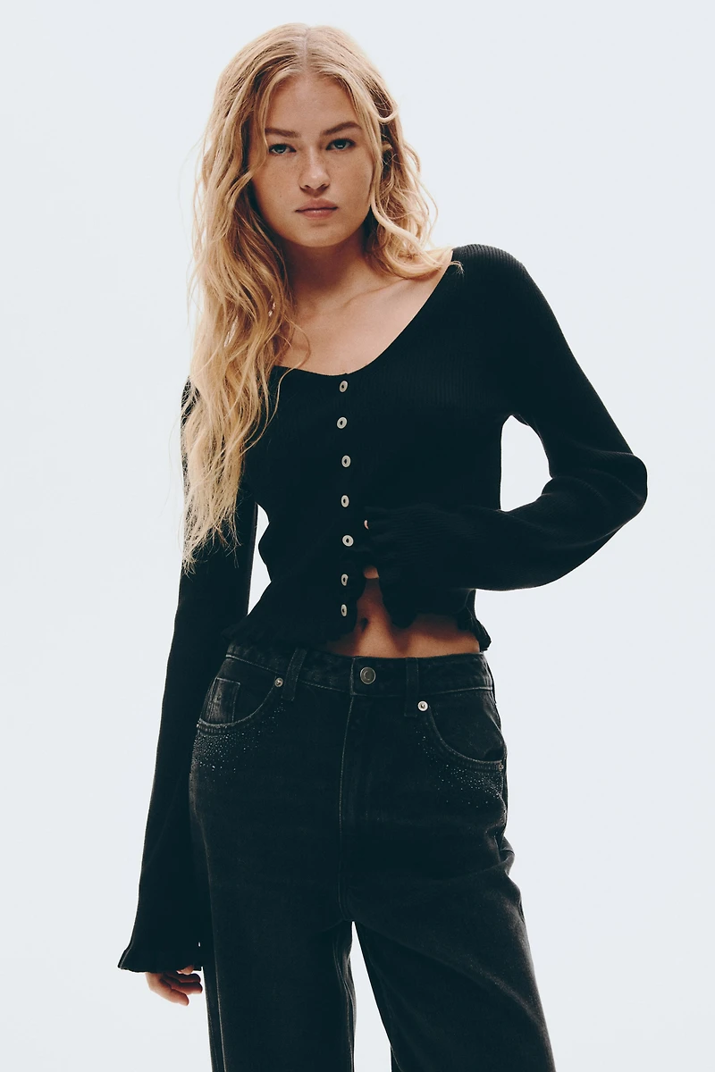 Ruffle-Trimmed Cardigan