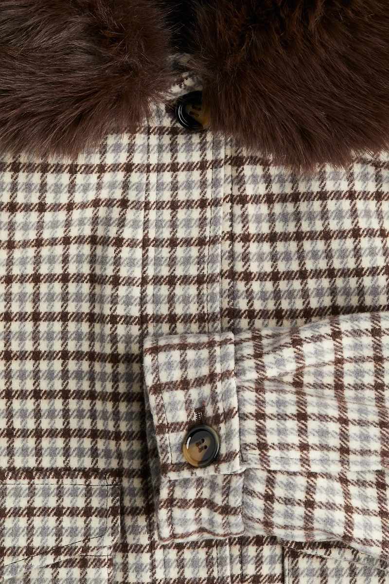 Twill Jacket with Fluffy Collar