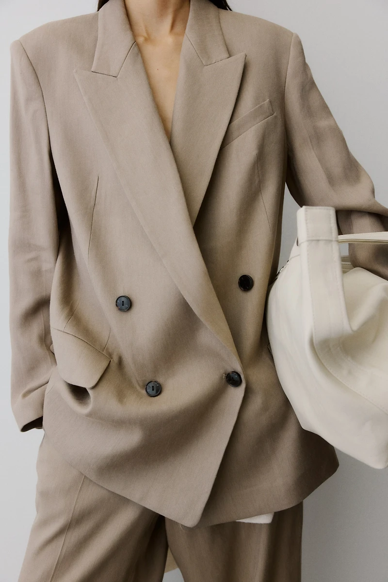 Oversized Linen-Blend Blazer