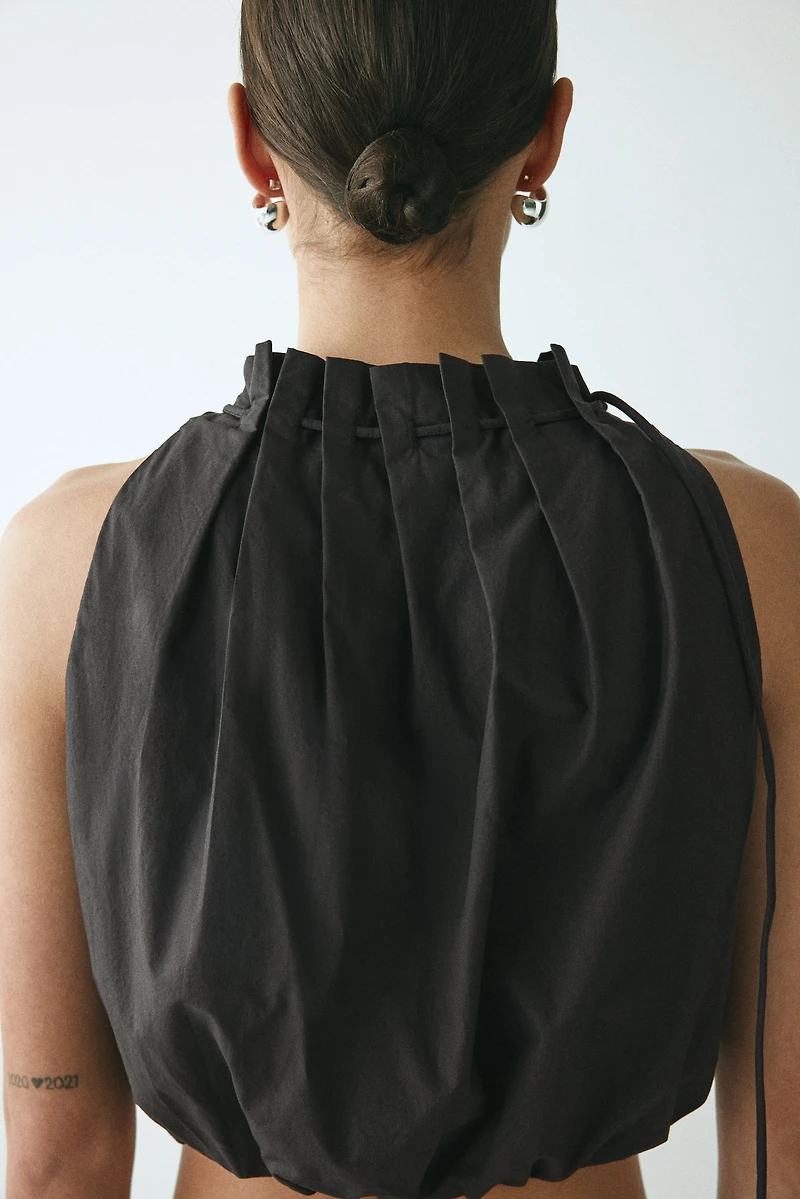 Drawstring-Detail Poplin Top