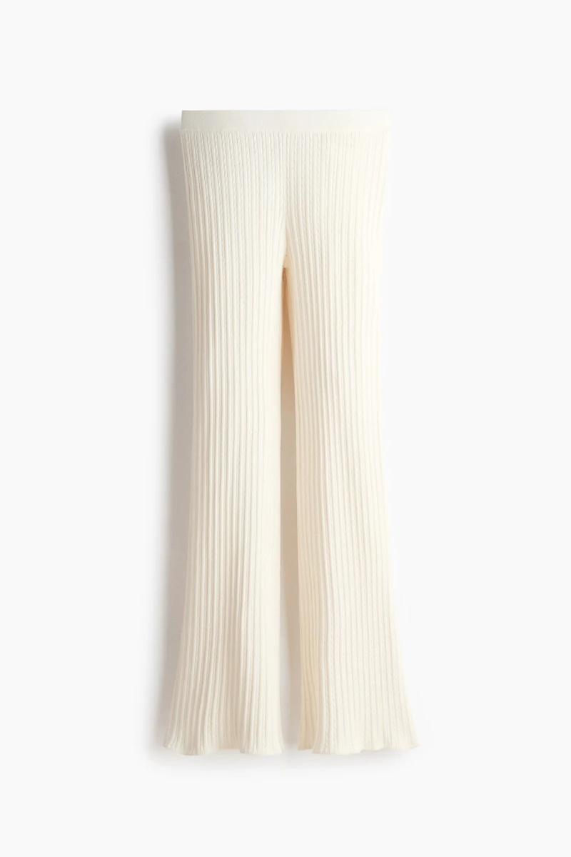 Flared Cable-Knit Pants