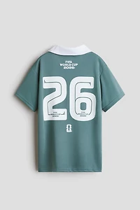 Print-Motif Soccer Jersey with Collar