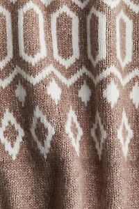 Jacquard-Knit Mock Turtleneck Sweater