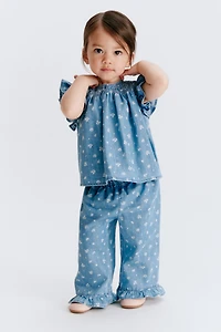 Ensemble 2 pièces en denim imprimé