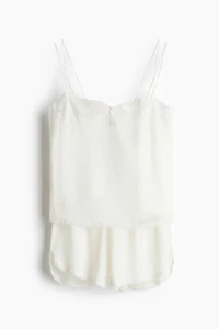 Lace-Trimmed Satin Pajamas