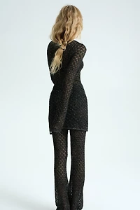 Shimmery Pointelle-Knit Top