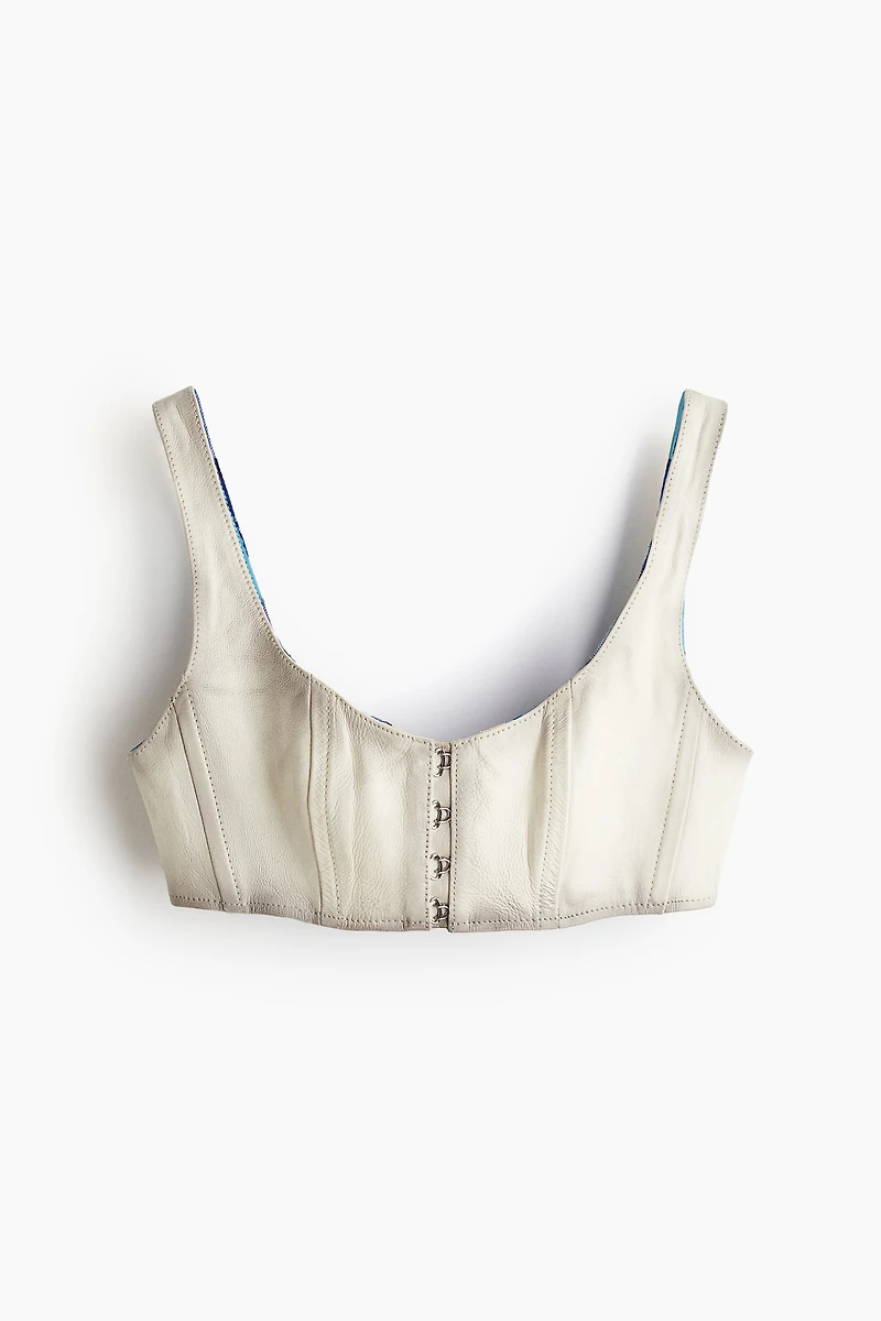 Haut bustier court en cuir