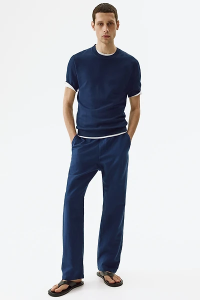 Regular-Fit Linen-Blend Pants