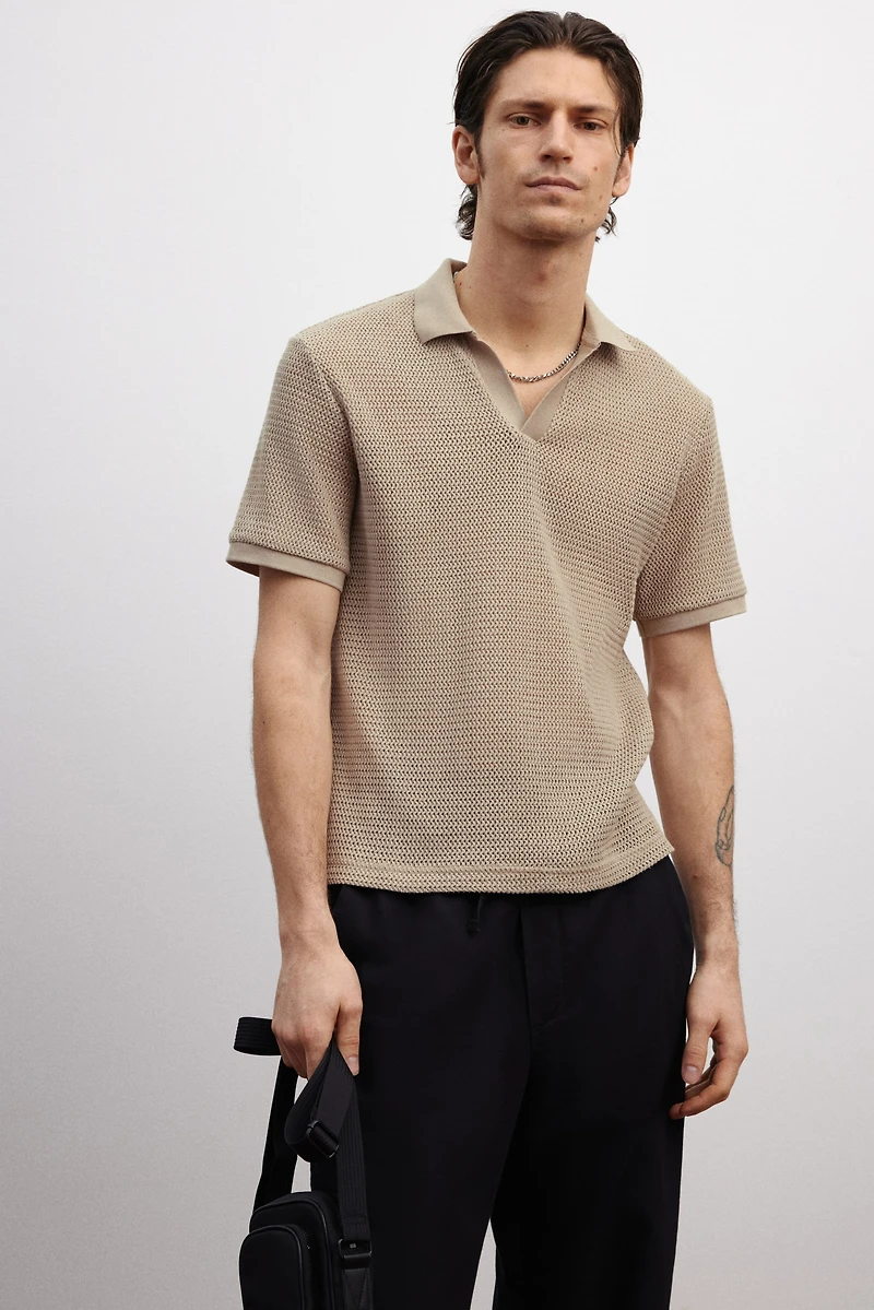 Polo classique en tricot ajouré