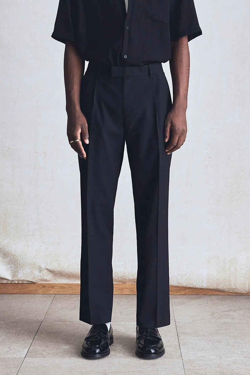 Regular-Fit Tailored Linen-Blend Pants