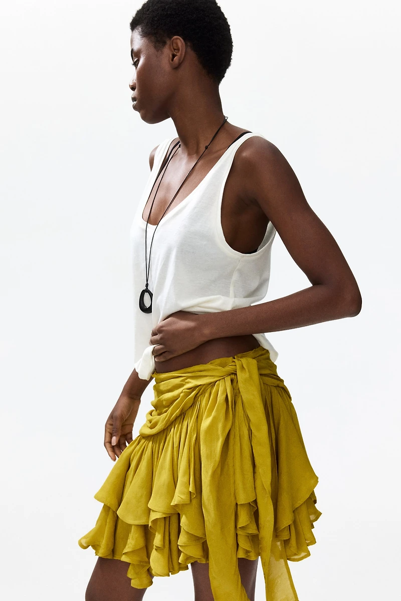 Asymmetric Viscose Mini Skirt