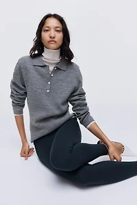 Shoulder-Pad Polo Sweater