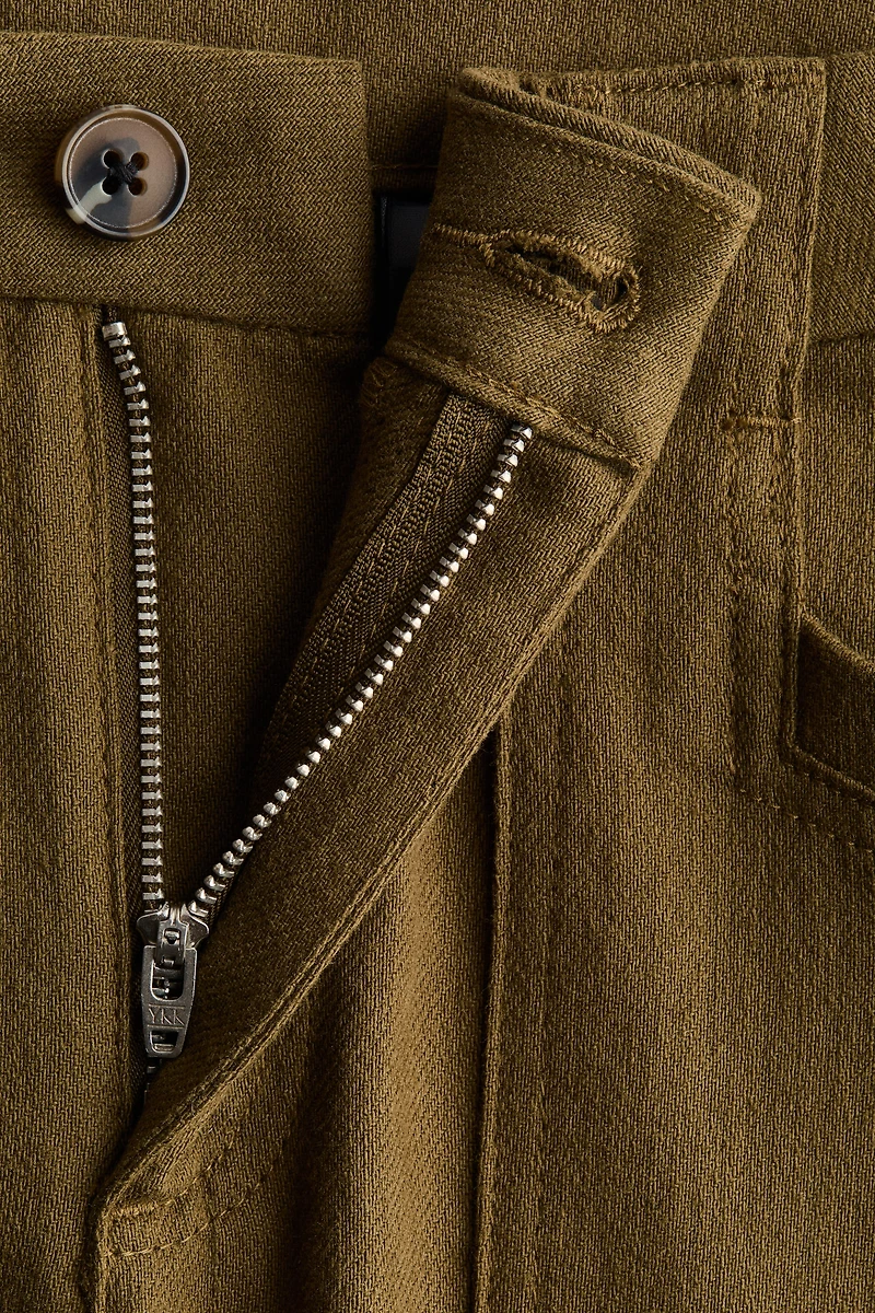 Wide-Leg Twill Pants