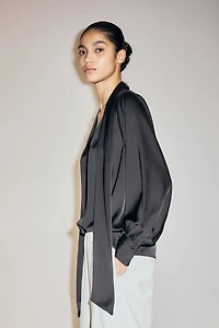 Tie-Neck Chiffon Blouse