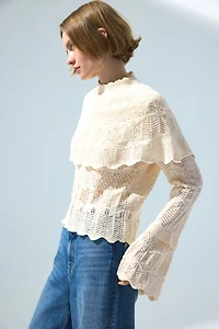 Lace-Look Cape Top