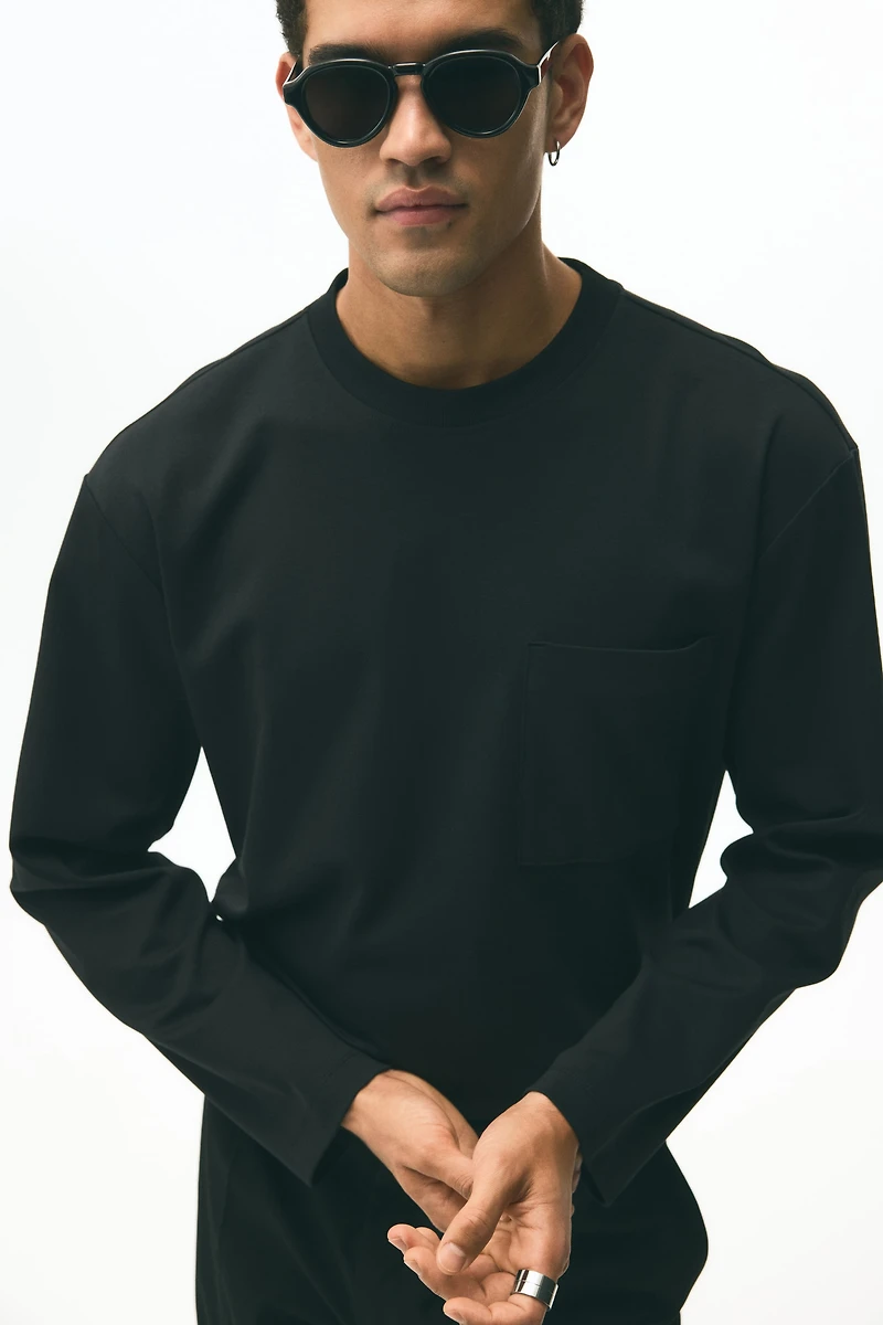 Loose-Fit Long-Sleeved Jersey Shirt